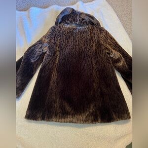 Jones New York  Faux Fur Leopard Print Coat